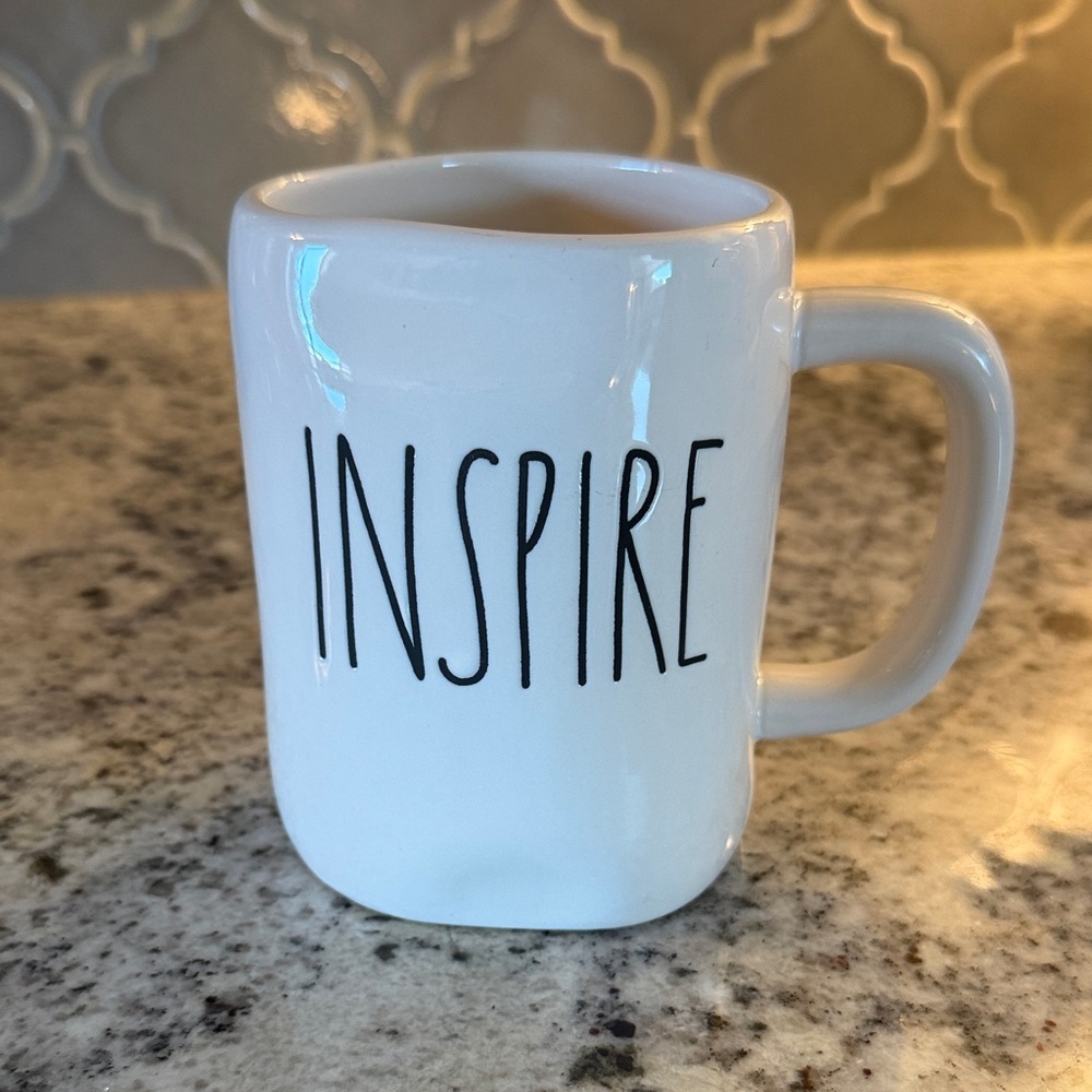 Rae Dunn White Ceramic Mug with Inspire Text